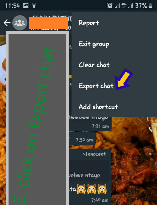 5. Click on export chat